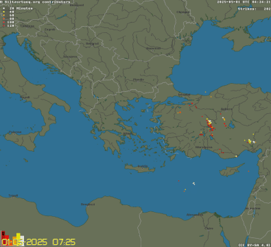 Lightning over SE Europe